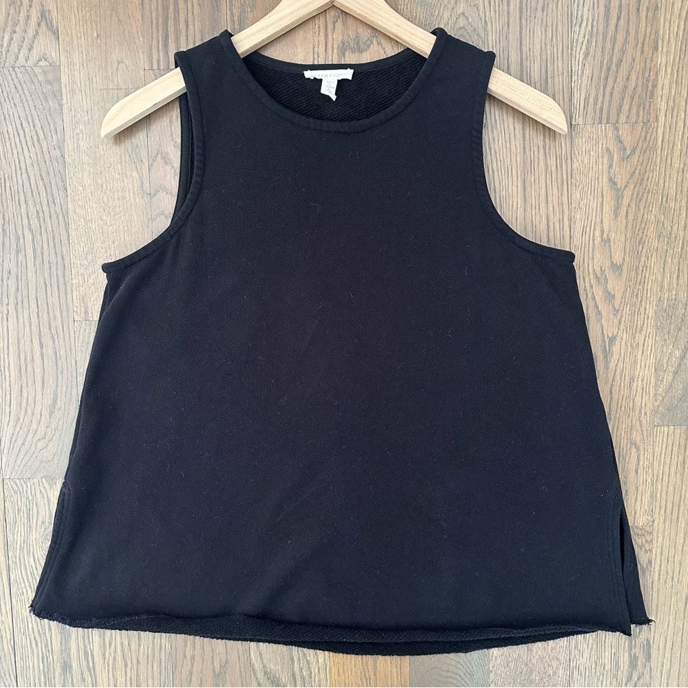 Eileen Fisher Organic Cotton French Terry Tank in Black Extra Small